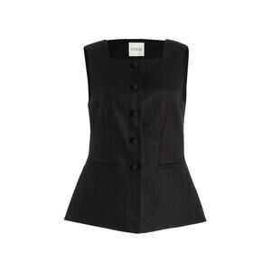 Posse Rio Tailored Linen Button Fastening Vest - S Black